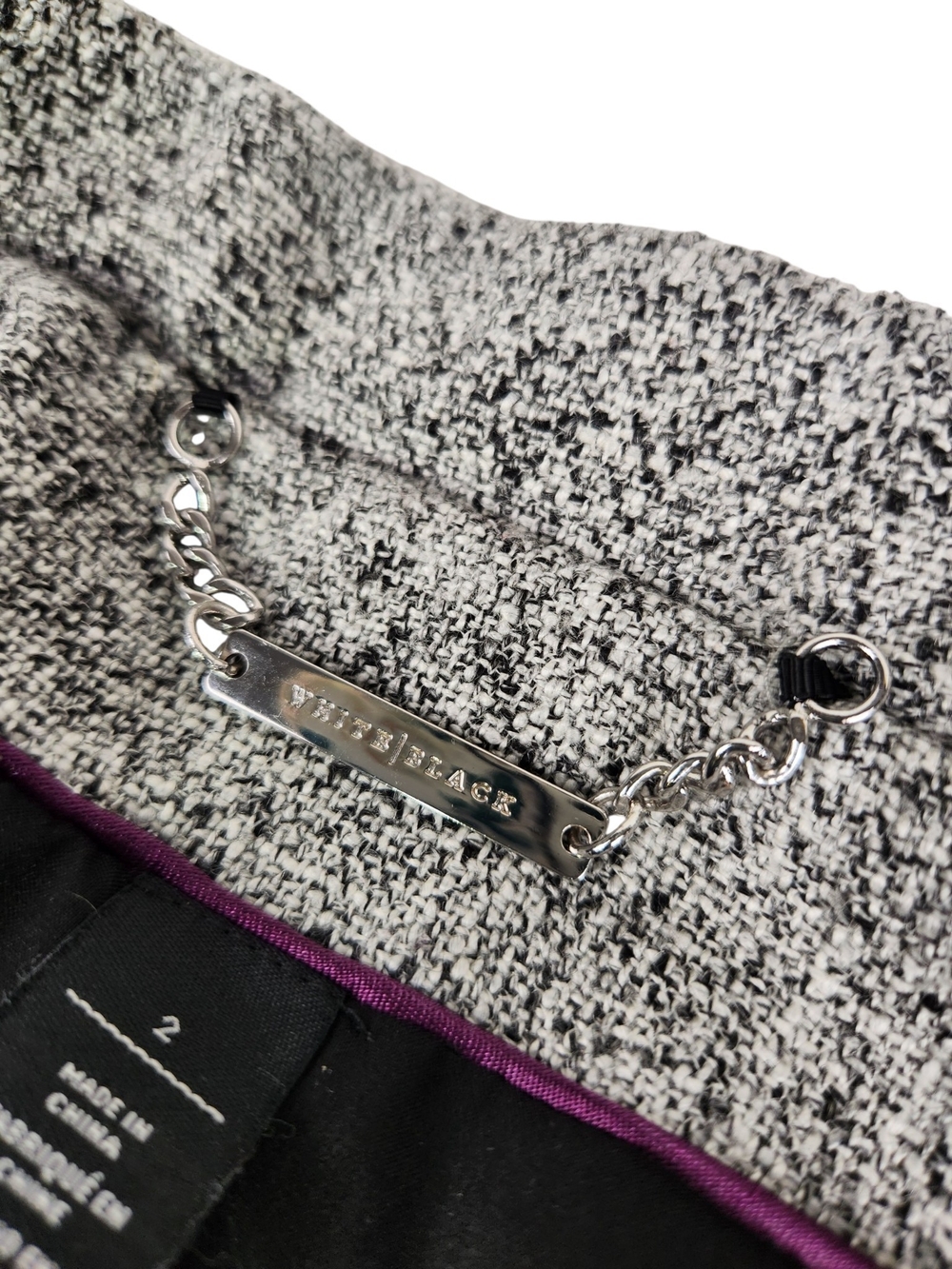 White House Black Market Gray/Black Zip Front Lined Jacket Piping Size 2 Moto - Picture 10 of 14